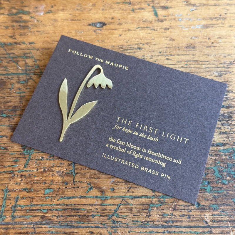 Solid Brass Brooch Pin - The First Light [Snowdrop]