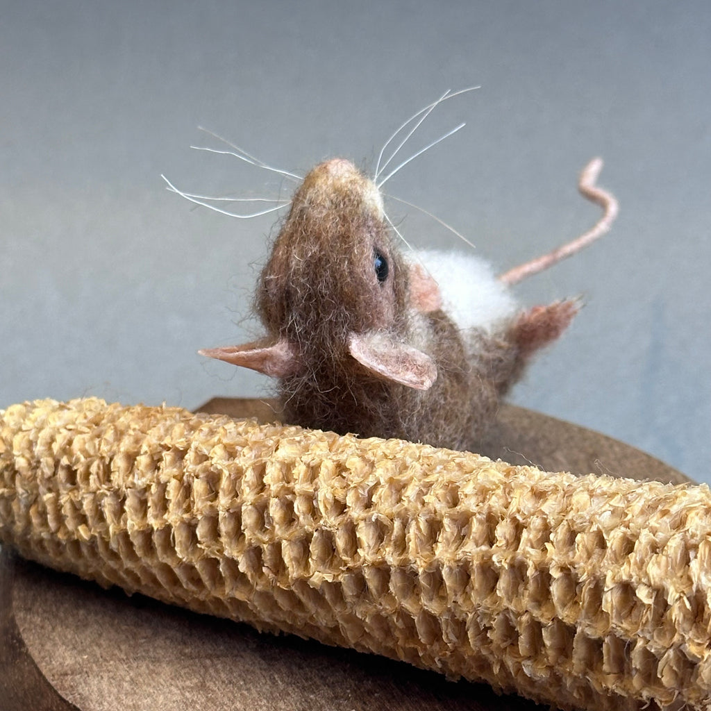 Needle Felted Mouse ‘Old Mr Abernathy & his Eaten Corn Cob’