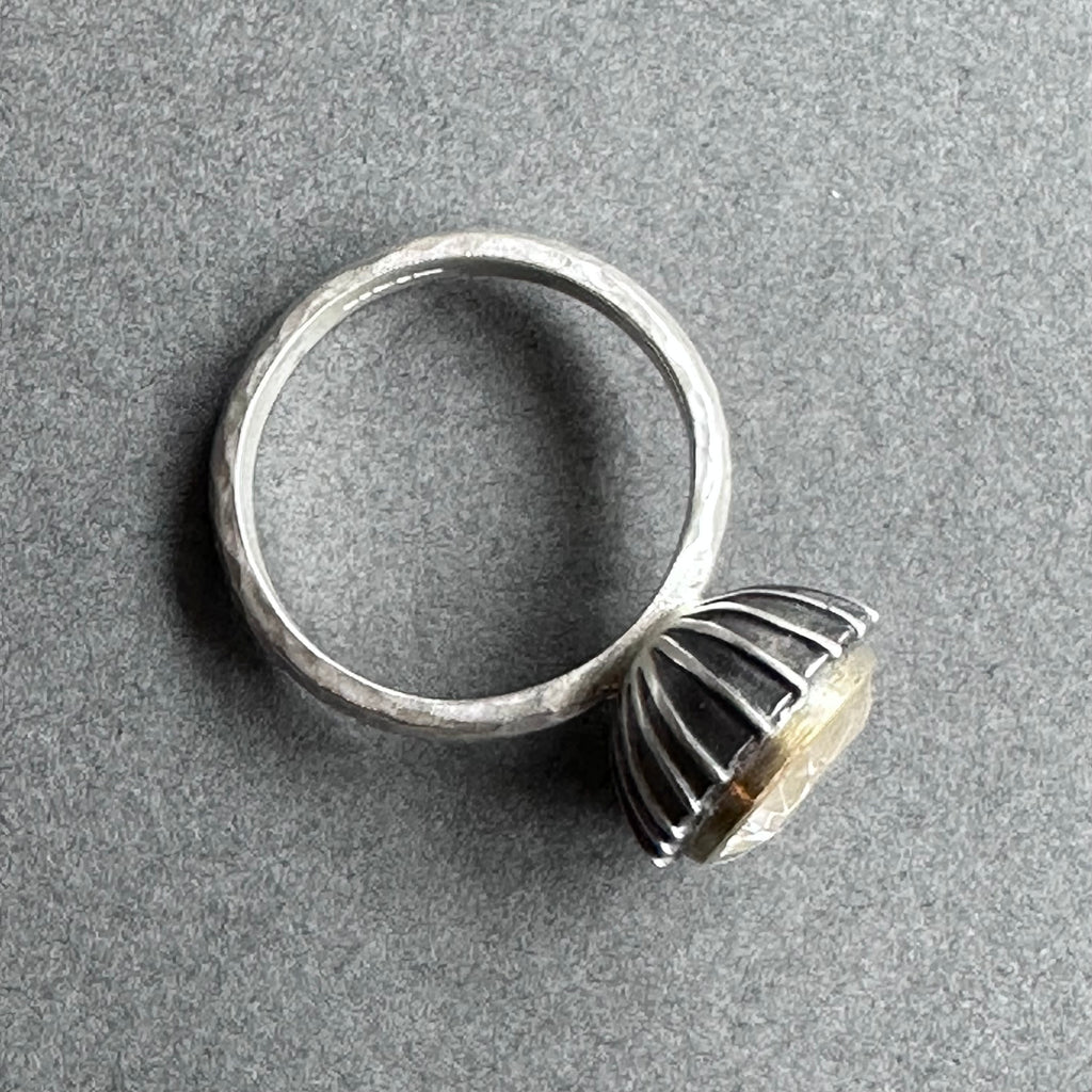 Ring - Silver, Oxidised Silver, Gold & Quartz