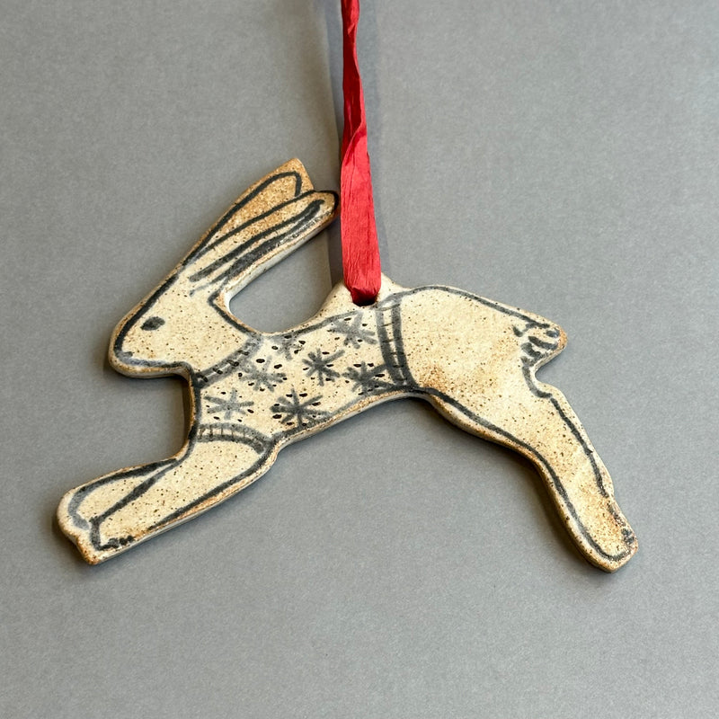 Stoneware Rabbit Hanging #E
