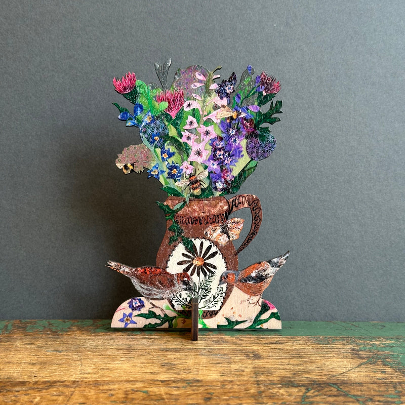 Wooden Keepsake with Greeting Card - Summer Blooms
