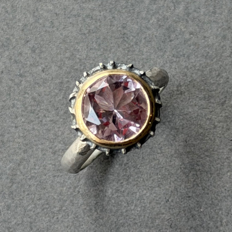 Ring - 10mm - Silver, Oxidised Silver, Gold & Purple Amethyst