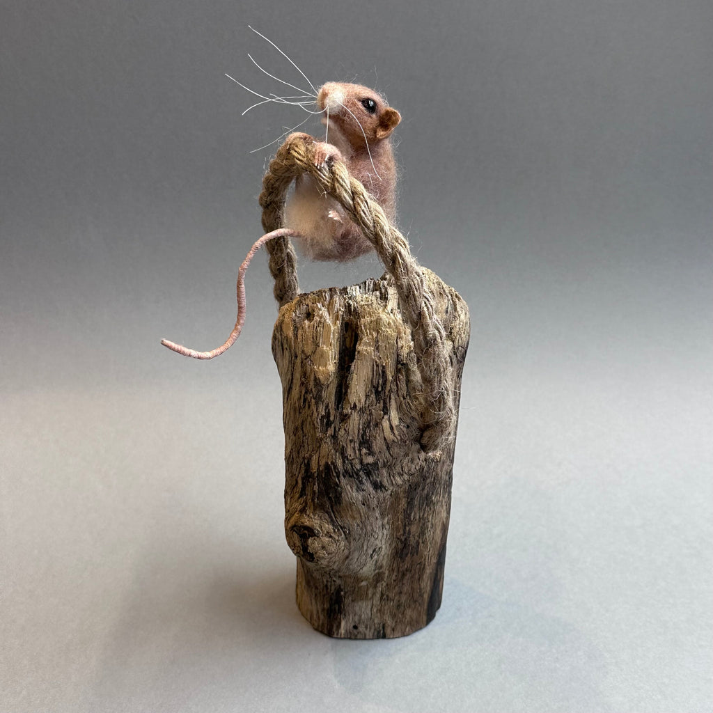 Needle Felted Mouse ‘Fatty Lumpkin on Driftwood’