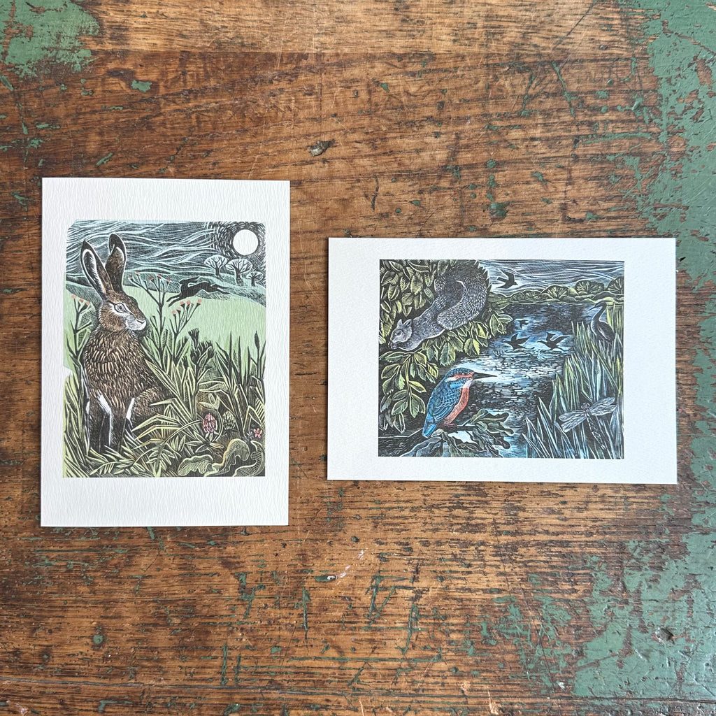 Notecards - Angela Harding - Hidden Hares/Kingfisher and Squirrel