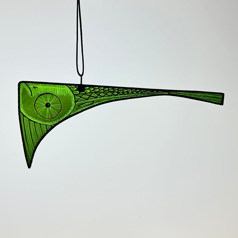 Stained Glass - Fish - Large - Emerald #A