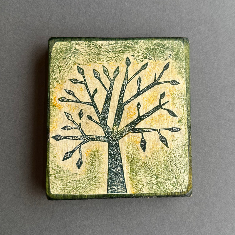 Collagraph Block ‘Tree’ Dark Green/Lemon/Green
