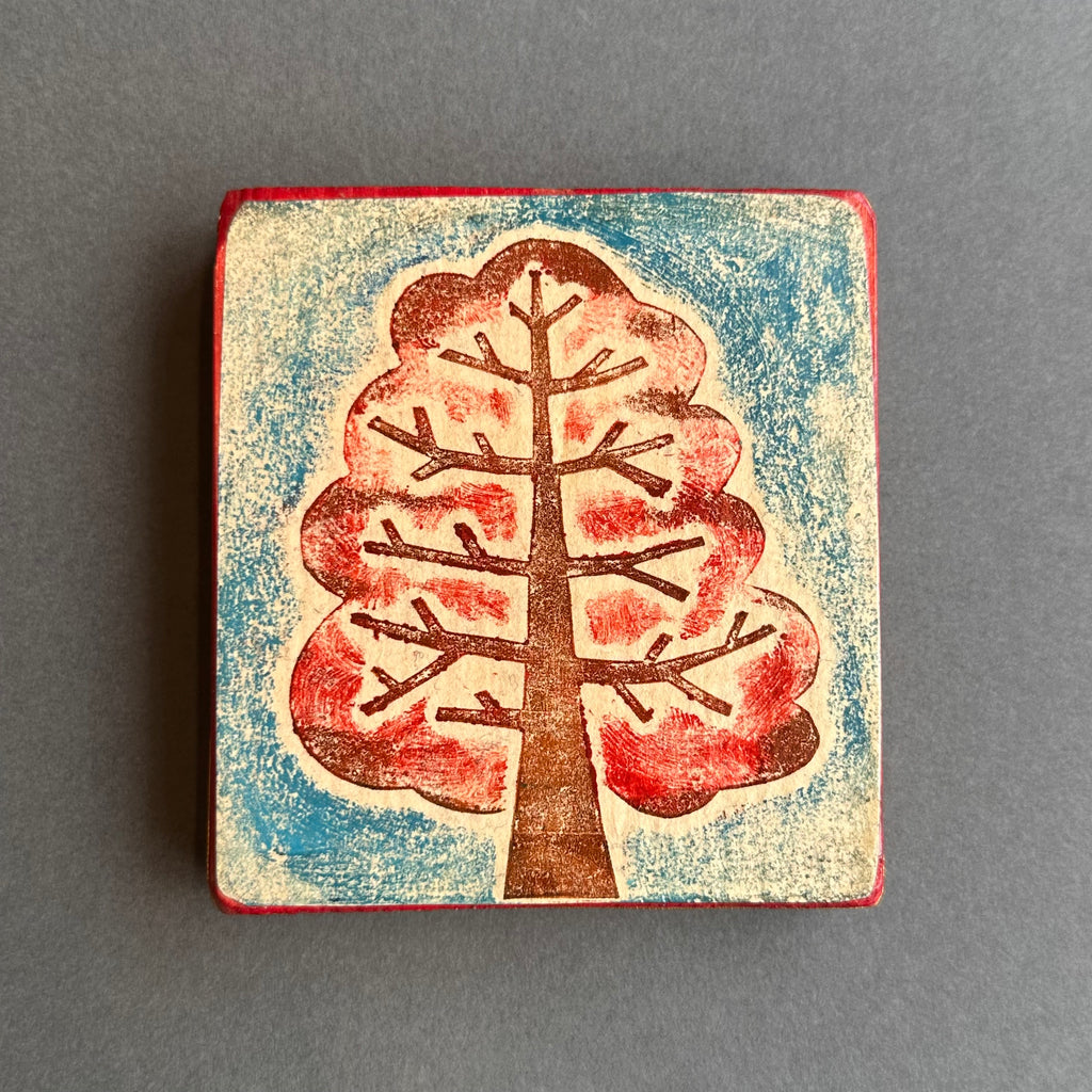 Collagraph Block ‘Tree’ Red/Blue