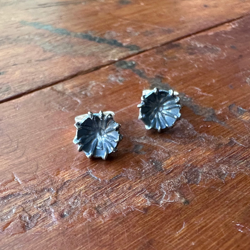 Poppy Seed Studs - Oxidised Silver