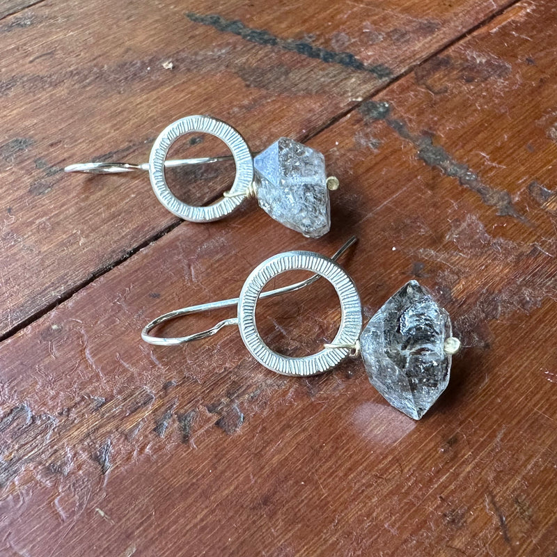 Landscape Drop Earrings - Silver & Quartz