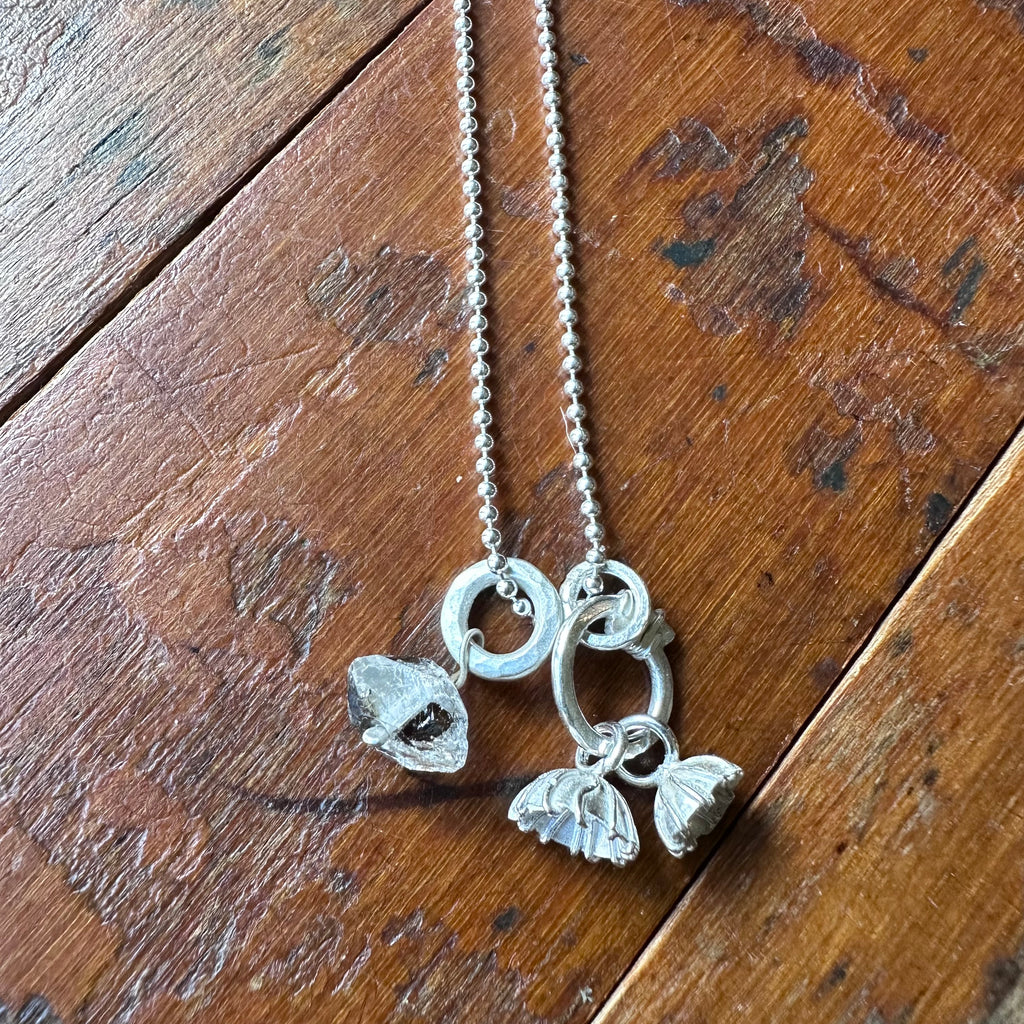 Poppy Seed Necklace - Silver & Herkimer Quartz