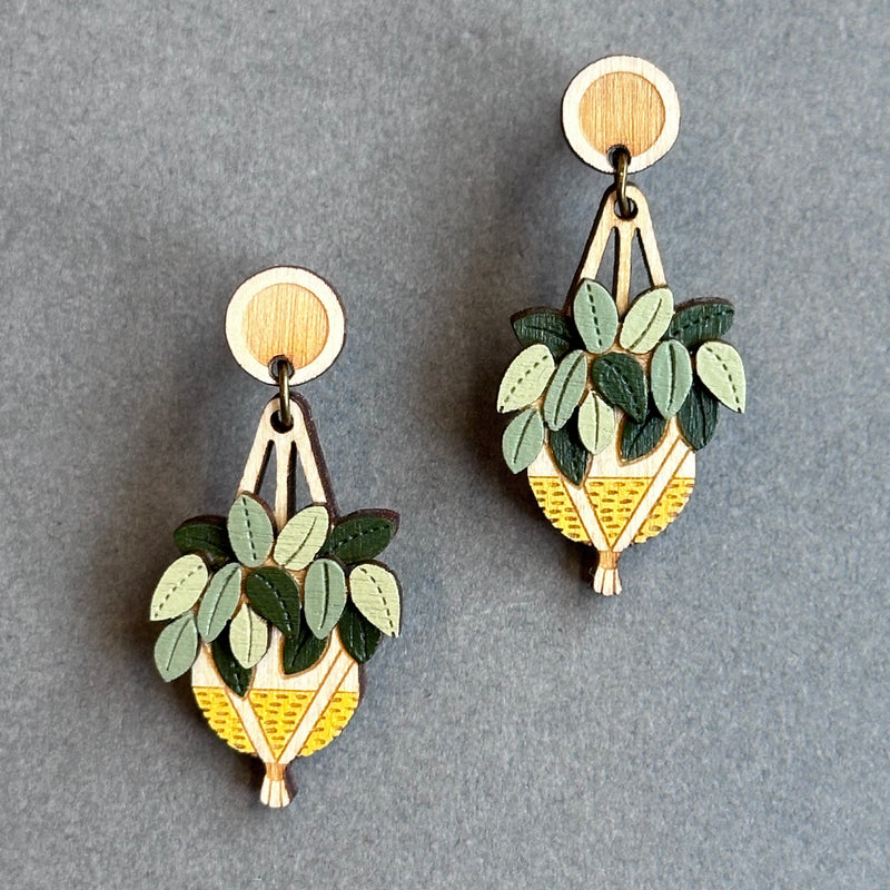 HPC Houseplant Drop Stud Earrings ‘Yellow’