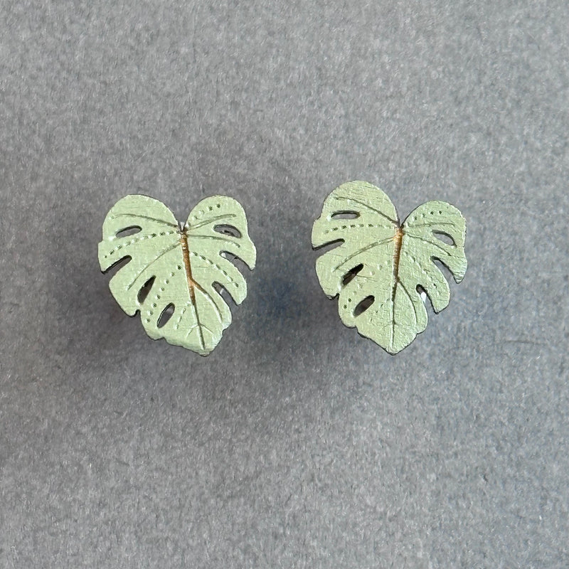 HPC Houseplant Stud Earrings ‘Monstera Leaf’