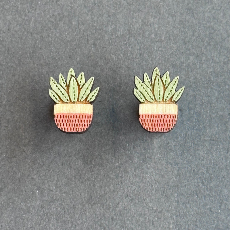 HPC Houseplant Pot Plant Stud Earrings ‘Pink’