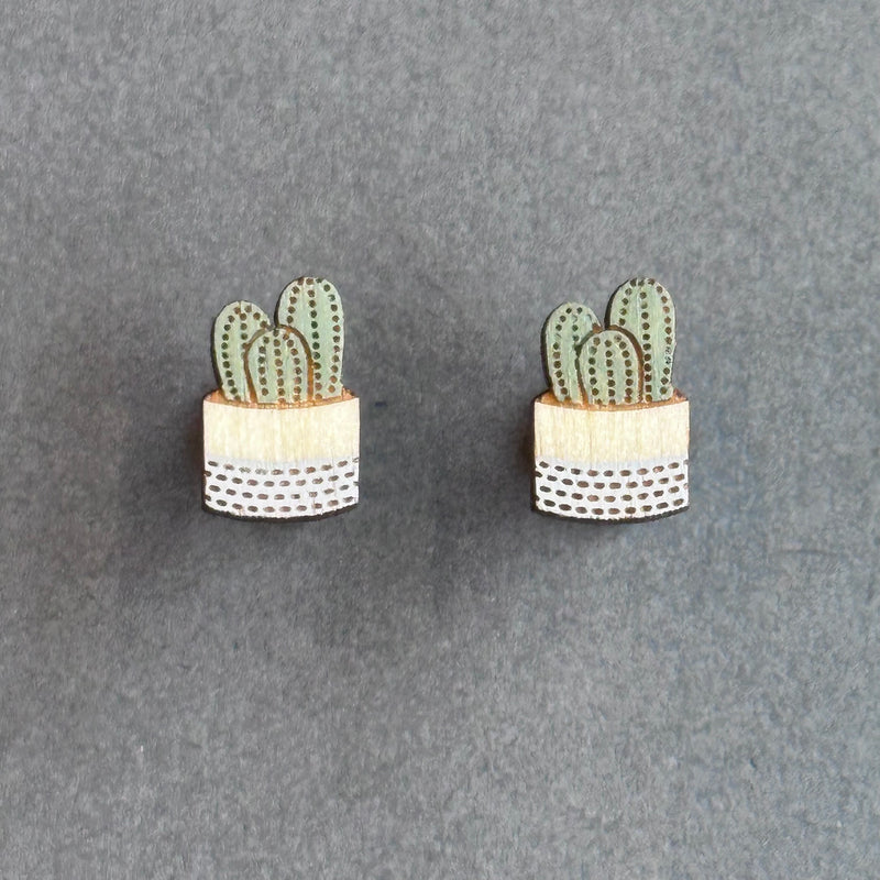 HPC Houseplant Pot Plant Stud Earrings ‘Grey’