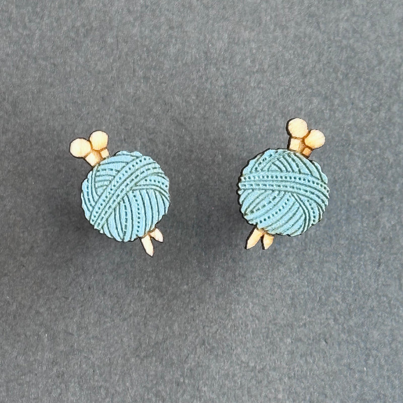 HSC  Wool Stud Earrings ‘Blue’