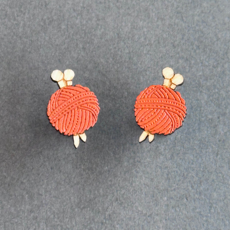 HSC  Wool Stud Earrings ‘Orange’