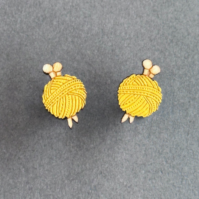 HSC  Wool Stud Earrings ‘Yellow’