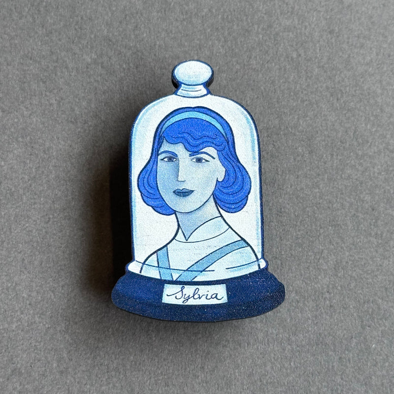 Wooden Pin Brooch - Book Lovers - Sylvia Plath