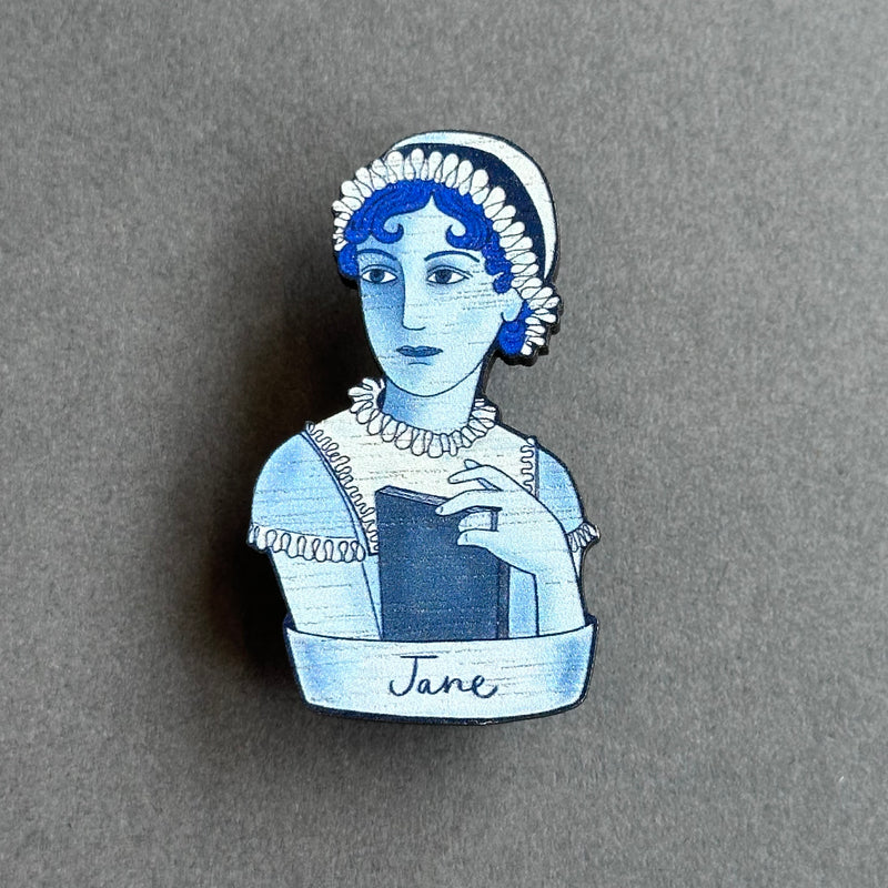 Wooden Pin Brooch - Book Lovers - Jane Austen