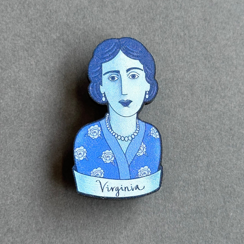 Wooden Pin Brooch - Book Lovers - Virginia Woolf