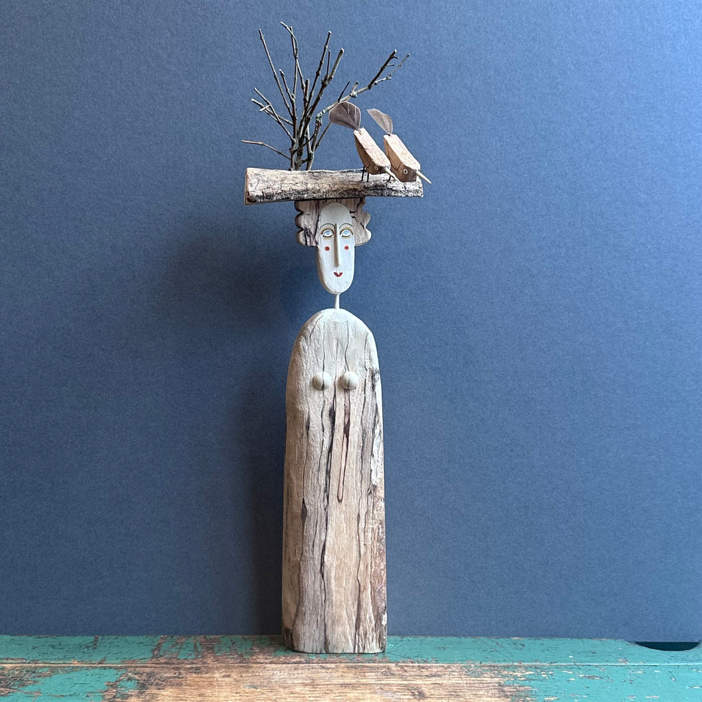 Viewing Platform Bird Hat ‘Prunella’ Driftwood Sculpture