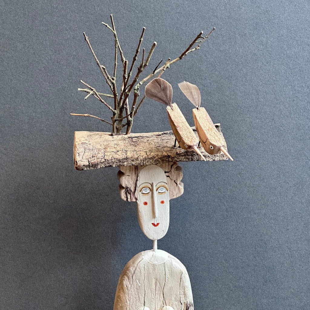 Viewing Platform Bird Hat ‘Prunella’ Driftwood Sculpture