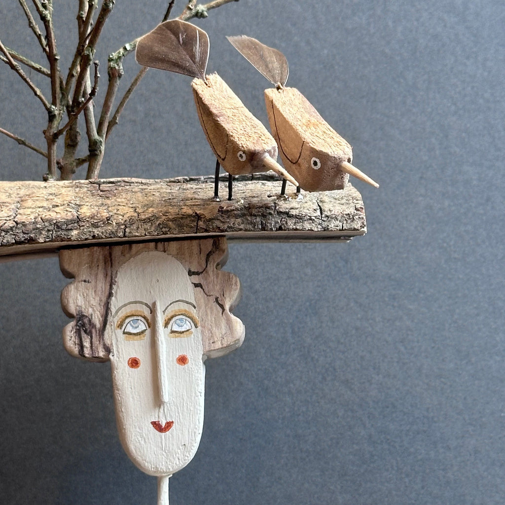 Viewing Platform Bird Hat ‘Prunella’ Driftwood Sculpture