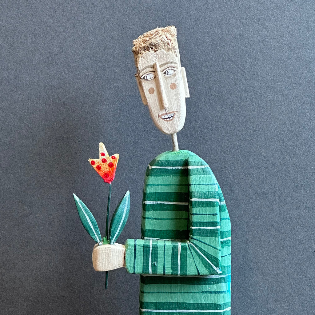 Man With Tulip ‘Joshua’ Driftwood Sculpture