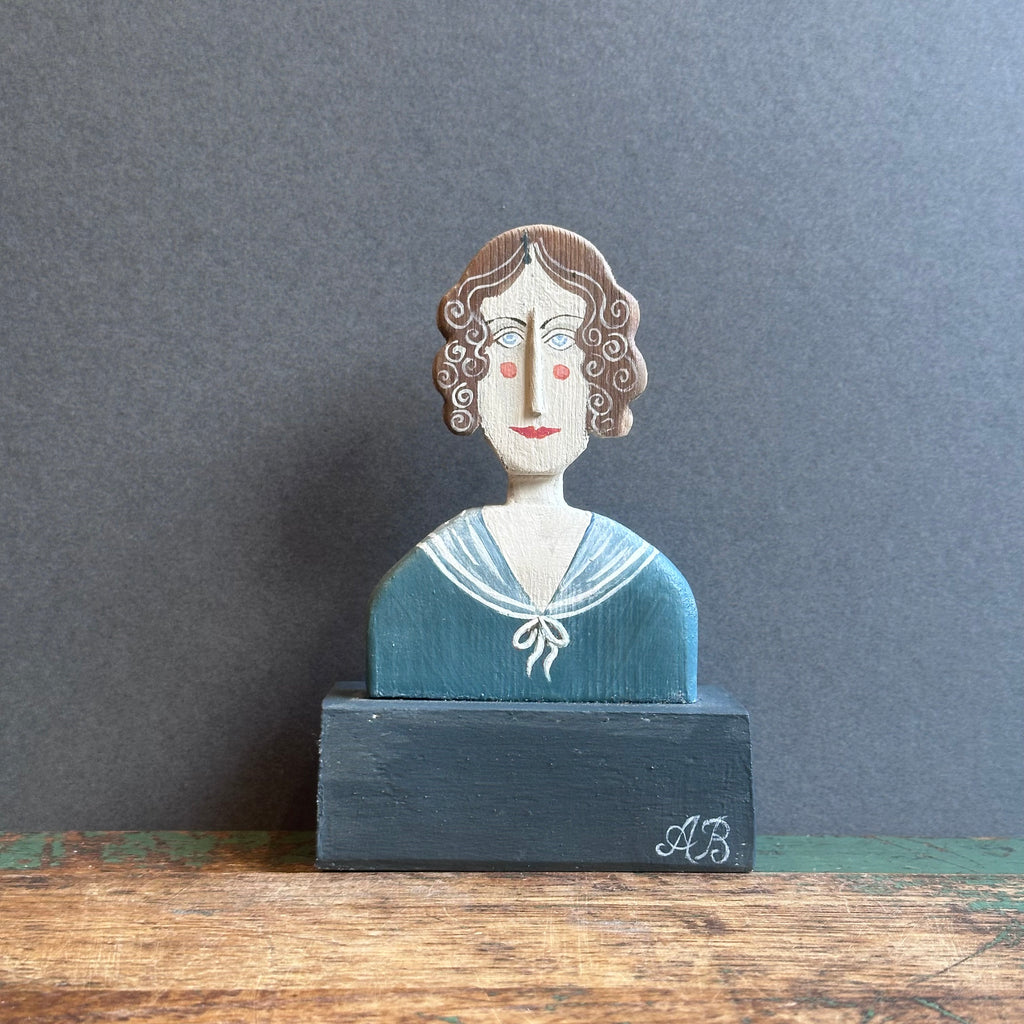 Brontë Busts on Plinths ‘Anne’ Driftwood Sculpture