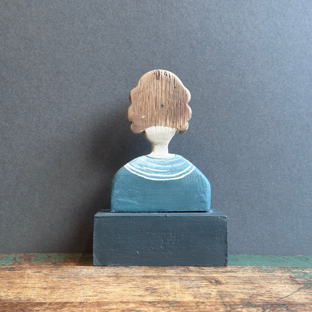 Brontë Busts on Plinths ‘Anne’ Driftwood Sculpture