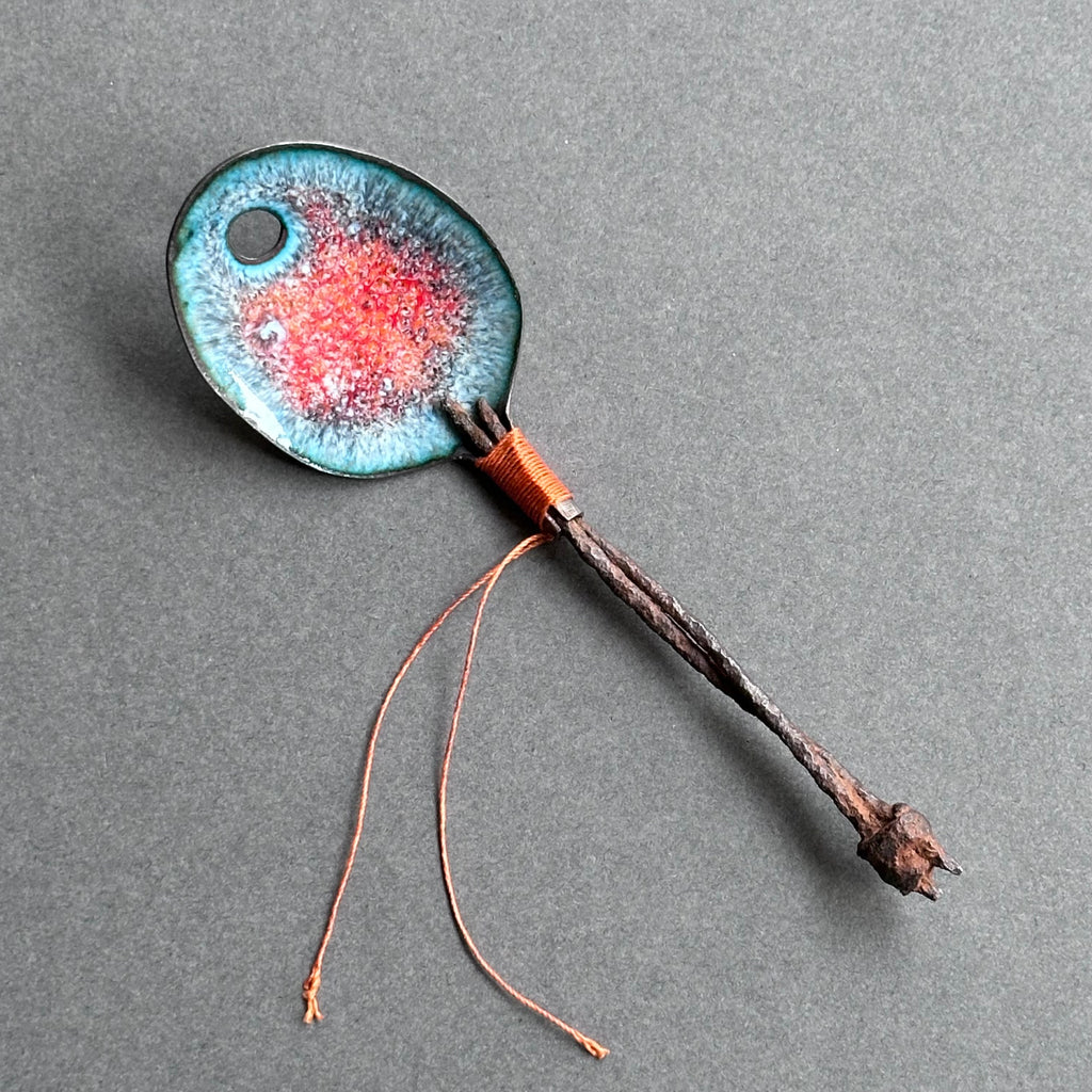 Decorative Enamel Spoon 'Rusty Barbed Wire’