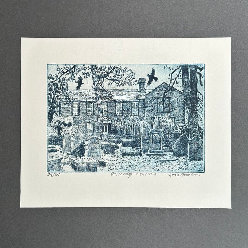 Etching 'Parsonage with Rooks'