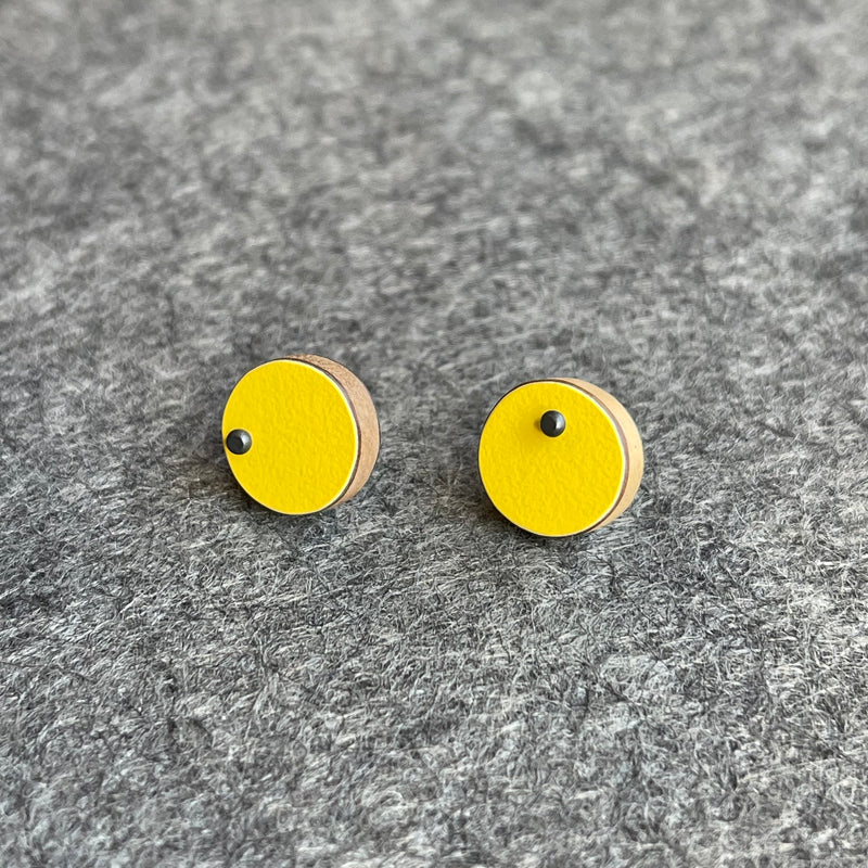 Single Dot Pin Earrings Yellow