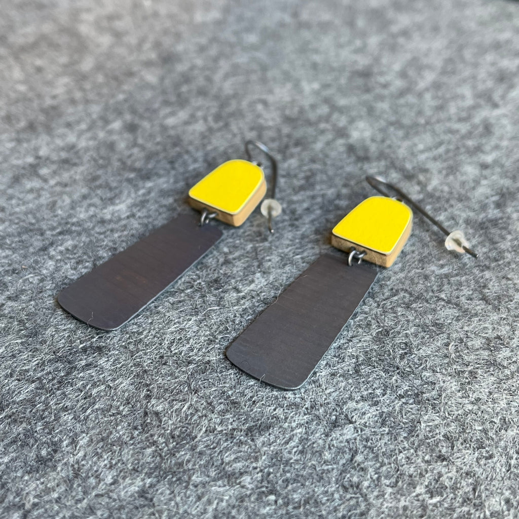 Minimalist Stripe Earrings Yellow