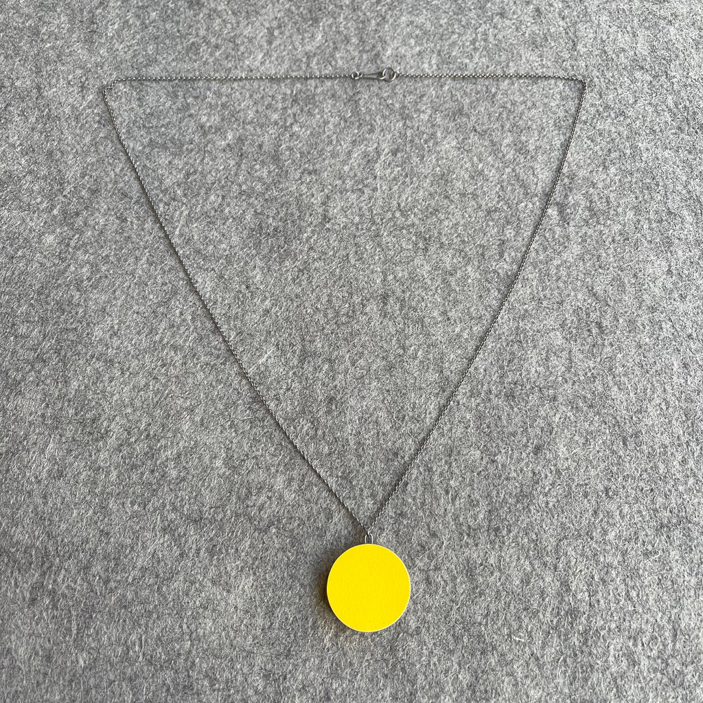 Circle & Silver Inlay Pendant on a 30inch Chain Yellow