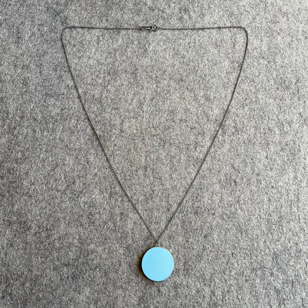 Circle & Silver Inlay Pendant on a 30inch Chain Teal