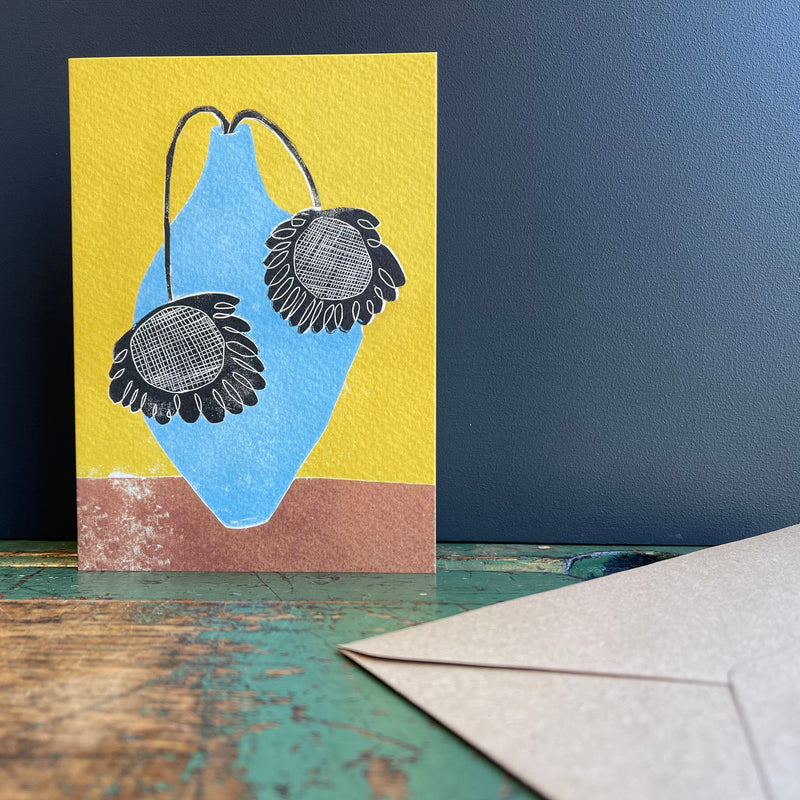 Art Card ‘Still Life, Blue Vase & Wonky Flowers’