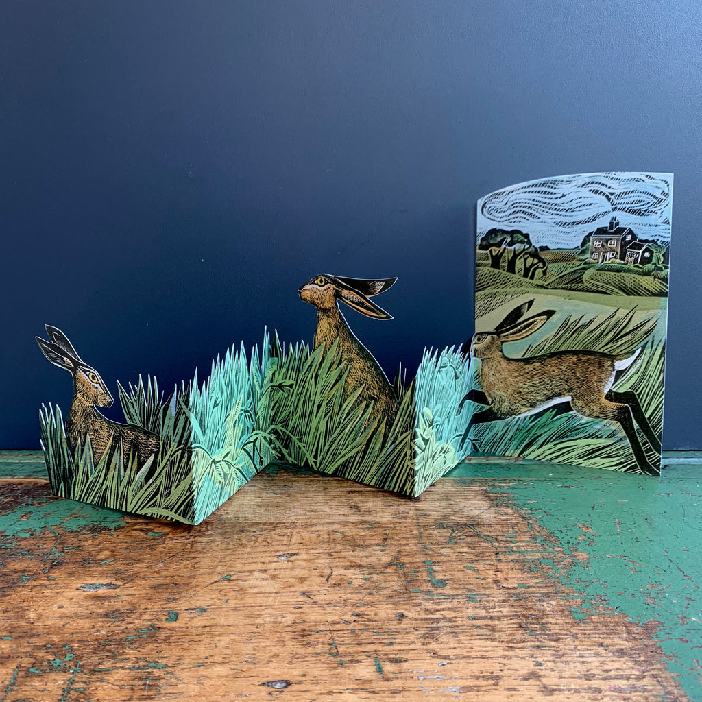 Die-Cut Card - Angela Harding 'Hares and Open Fields'