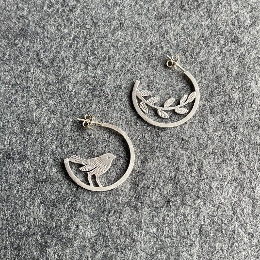 Mix-Matched Silver Hoop Studs