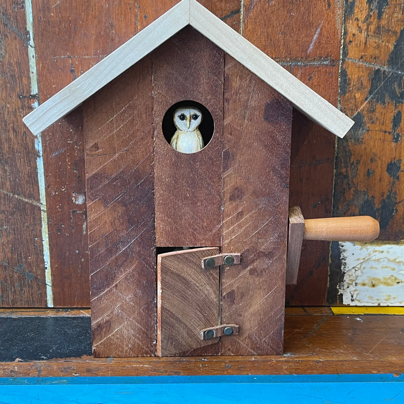 Automata ‘Red Wood Barn with Barn Owl’ (Small)