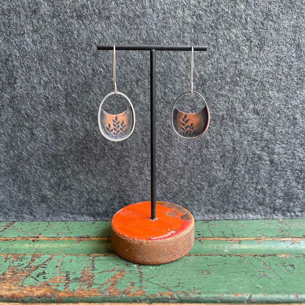 Copper and Silver Oval Earrings
