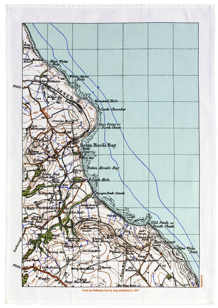 OS Map Tea Towel 'Robin Hood's Bay'